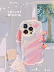 Infinix smart 7 case and Screen protector Tecno spark go 2023 Fashion Gradient Wavy Edge Soft TPU Protection Cover +Ceramic Soft Film+back film 3IN1