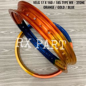 VELG / PELEK RING 17 X 160 / 185 TYPE WR - 3TONE UNTUK MOGE BEBEK SERTA MATIC ( ORANGE / GOLD / BLUE ) Barang sesuai dengan yg ada di foto
