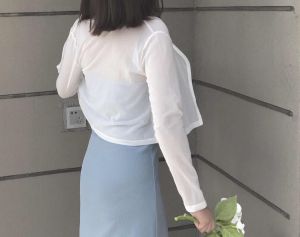 Evening Homemade Amoi Cool Thin and Comfortable White Cardigan White Sun Protection Cardigan Cardigan Bean Pink