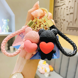 Lovely Runner couple keychain with bell pendant bear hug love decoration cute keychain gift For Best Friends Couples