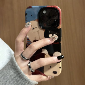 Cute Dog Cat Patterned Phone Case Protective Cover for 16Promax 15 Female 13 Korean Style Ins High-End Feeling 14 Two-In-One 12 Niche XR Phoel 11 Frosted plus Mobile Phone Shell Protection