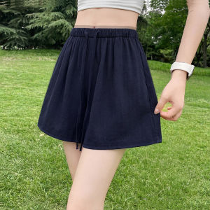 YAYANGREN | Navy Breathable Linen Shorts For Petite Women High Waist