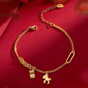 ASIX GOLD สร้อยข้อมือชูบทอง 24K กําไลข้อมือผู้หญิง สร้อยข้อมือนําโชค สีเป็นสีดํา ไม่ปอกเปลือก ของ 24K ชูบทอง ราคาพิเศษ