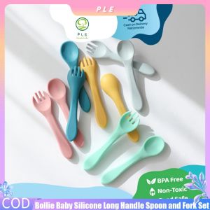 [COD] BPA Free Infant Toddlers  Suction Divider Plate Baby Silicone  Spoon and Fork Set 100% Food Grade Silicone