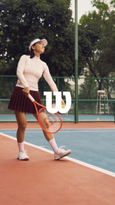 Wilson Women Split Pleat Tennis Skirt Built-In Shorts Pocket Quick-Dry Port Royale/Sandrift WE00095