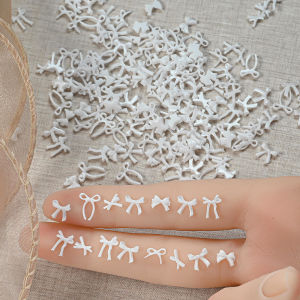 100pcs 3D Minimalist White Bowknot Nial Art Charms Random Mixed Mini Ribbon Bows Nails Decorations for DIY Crafts Manicure Parts