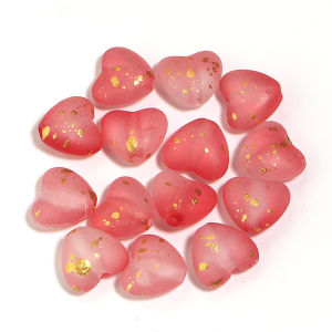 200pcs/lot Acrylic Heart Beads Gradient Gold Color Heart  Matte Loose Spacer Beads for Necklace Bracelet Pendant Jewelry Making