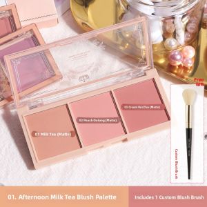 MONLEYTA | Matte Natural Peach Orange Powder Blush Highlighter Three Color Palette Tawny Orange Color New 2025 MONLEYTA Makeup Powder