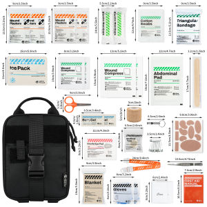 Rhino First Aid Survival Kit Bag IFAK Pouch Supplied Camping Kit with 152 EMT Items For Emergency Outdoors Full kit