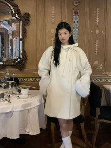 เสื้อโค้ทขนสัตว์ผู้หญิงฤดูใบไม้ร่วง/ฤดูหนาว เสื้อโค้ทขนสัตว์ผสมคอตตอนปะติดปะต่อกันยาวปานกลาง ทรงเข้ารูป ปกโปโล กระดุมเดียว แขนยาว คอตตอน โพลีเอสเตอร์ อะซิเตท