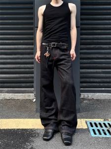 กางเกงยีนส์ทรงหลวมสไตล์สตรีทสไตล์อเมริกัน CleanFit สำหรับผู้ชายและผู้หญิง กางเกงขายาวทรงหลวมสบายๆ ทรงขาบาน