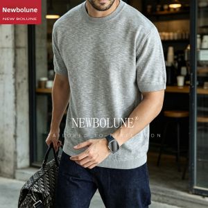 NEW BOLUNE | Retro Cool Silky Knit Short Sleeve T-Shirt