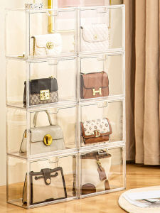 Transparent Acrylic Dustproof Moistureproof Bag Storage Box Display Stand Organizer for Home Storage Plastic Finish