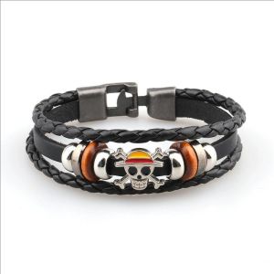 Bandai | .Cosplay accessories One Piece woven Bracelet Luffy Cosplay Accessories Straw Hat Pirate multilayer buckle ring birthday gift.