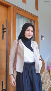 Yellowface Hyeri Blazer Wanita Korean Style Outer Wanita Lengan Panjang Katun Twill LD 100 Dan 110cm