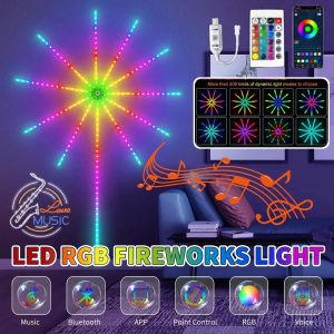 Bluetooth USB Fireworks LED Strip Light RGB Dream Meteor Lamp APP Sound Control Music Sync Bar Wedding Holiday Bedroom Decor Lamp