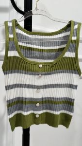 Atasan Wanita Dewasa Import Tanktop Press Body Kancing Mix Collor Tanpa Lengan Model Kekinian