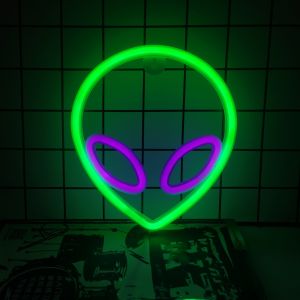 Cool alien LED neon lights USB/battery powered bedroom birthday gift holiday party game room decorative wall hanging