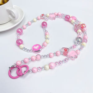 Adorable Cat Bead Mobile Phone Chain Necklace Fashionable Candy Colored Crossbody Pearl Handmade DIY Creative Trendy Womens Accessory