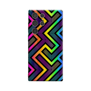 Potdemiel | Neon Chevron Geometric Phone Case for Samsung Galaxy S26 S25 Ultra S24 S23 Ultra Plus Shockproof Double Layer Tough Back Cover