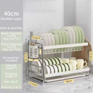 Stainless Steel Kitchen Rack Multifunctional Dish Rack Bowl and Cutlery Storage Cabinet Dish Drain Rack Storage Rack