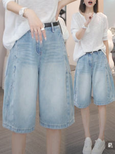 Shalldoer | Quần Jeans Denim Ống Rộng Cạp Cao Phong Cách Hàn Quốc Cho Nữ Mùa Hè Quần Ống Ngang Bắp Chân Thẳng Thời Trang Giảm Tuổi