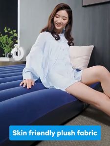 CSMall - INTEX 64755 (183 x 203 x 25CM - King Size) DURA-BEAM Standard Fiber-Tech Technology 25CM Extra Thick Midnight Green Downy Inflatable Flocked Queen Air Bed Air Mattress. (With Free 1x Repair Patch) Tilam Angin