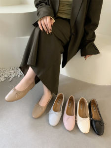 Comfortable Flat Bottom Single Shoes Womens Slip-On round Toe Fairy Style Butterfly Knot Spring New Soft Rubber Outsole