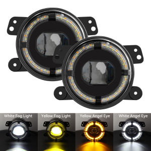 4 inch Car LED Headlight Off-Road LED Fog Light With White Halo Ring DRL Angel Eyes Light For Land Rover Defender 90 & 110