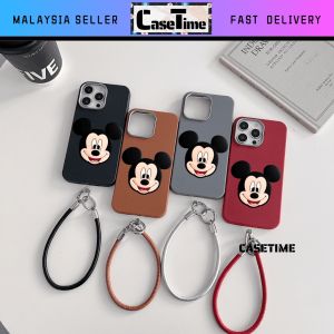 OPPO A3 A5 Pro A5 A9 A31 A38 A15 A15s A16 A17 A17k A18 A53 A54 A57 A77s A58 A60 A74 A95 A76 A96 A78 A79 A92 A93 A94 A98 4G 5G mickey leather strap phone case casing cover 手机壳