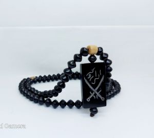 tasbih model kalung kayu galih kelor hitam butiran wajik terbaru