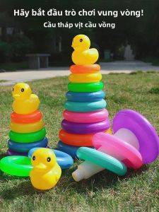 Đồ Chơi Xếp Chồng Hình Tròn Cầu Vồng Vịt Vàng Trò Chơi Tương Tác Bằng Nhựa Đồ Chơi Ném Vòng Cầu Vồng Làm Quà Sinh Nhật Cho Trẻ Từ 3 Tuổi Trở Lên