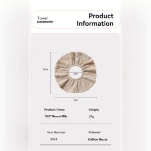 HamshMoc 360 Degree Rotatable Baby Bib 4 Layer Pure Cotton Gauze Absorbent Round Saliva Towel For Infants