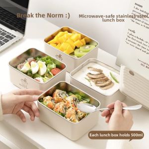 Microwaveable Stainless Steel Bento Box Square