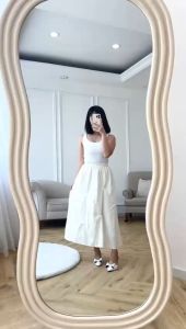 SJM ROK MAXI SKIRT WANITA IMPORT BANGKOK BKK FLOWER TIMBUL PINGGANG FULL KARET