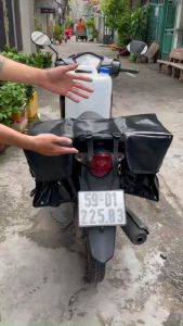 Túi đôi đựng đồ nghề dụng cụ vải bạt dày chống nước D32xR22x28cm đen dành cho điện lực viễn thông