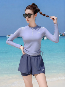 XTEP | Shapely Conservative Two-Piece Long Sleeve Swimsuit