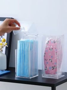 Mask Storage Mask Storage Organizer Box Case Transparent Dust Proof Desktop Acrylic 口罩收纳盒透明