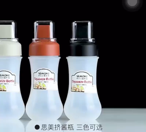 TYHL0357 Botol Dispenser Saos Cuka Minyak Mayonaise 3 Lubang 280ML Bahan Tebal Perlengkapan Dapur