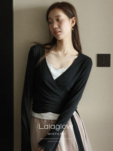 French Style Slimming Long Sleeve Lace-up Autumn Womens Blouse