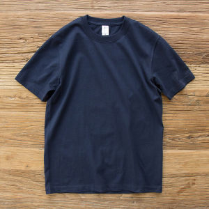 เสื้อยืดคอกลมแขนสั้นผ้าฝ้ายแท้สำหรับผู้ชาย ทรงหลวมสบาย ๆ ลำลอง ฤดูร้อน สีพื้น น้ำหนักเบา คอตตอน 100%