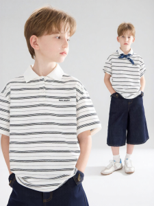 MUCMUKN | Retro Smart Feel College Style Polo T-Shirt Short Sleeves