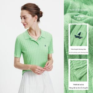 Navigare | Áo Sơ Mi Polo Dây Cáp Tay Ngắn Màu Trắng Form Ôm