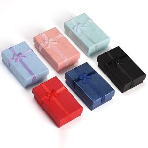16Pcs/lot Colorful Paper Pendant Jewelry Package Box Silk Ribbon Ring Earring Necklace Jewelry Organizer Holder Box 52.5cm *8*