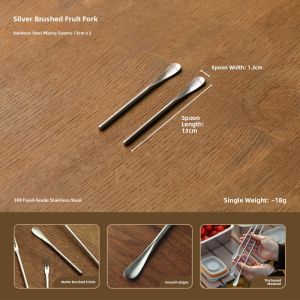 LOTUS BLUE | Stainless Steel Fruit Salad Fork and Spoon