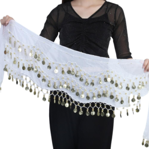 1 Bộ Trang Phục Múa Bụng Ấn Độ Dành Cho Nữ Với Dây Lưng Chuỗi Đồng Vàng Khăn Voan Đeo Hông Dùng Cho Biểu Diễn Và Luyện Tập Múa.