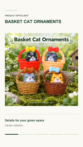 Cute Basket Cat Miniature Resin Figurine Fairy Garden Decor DIY Terrarium Dollhouse Micro Landscape Desk Ornament Gift Home Decoration
