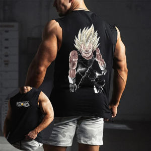 Dragon Ball Mens Vest Tank Top Vegeta Summer Anime Spring And Autumn Sports Fitness Running Comfortable Sleeveless Top GYM