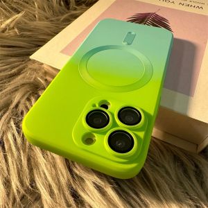 Fashion Gradient Color Soft Silicone Case for iPhone 15 14 13 12 11 Pro 14Pro Max Plus Luxury For Magsafe Wireless Charging Cover