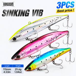 KINGDOM | Kingdom 3pcs Basstaor Sinking Fishing Lure 115mm 29.6g Vibration Lipless Crankbait Sinking Artificial Bait Hard Wobbers